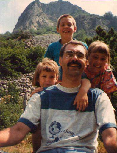 The webmaster on a holiday in France, around 1994, with his three children